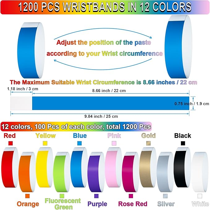 1200 Pcs Plastic Paper Wristbands - Image 2
