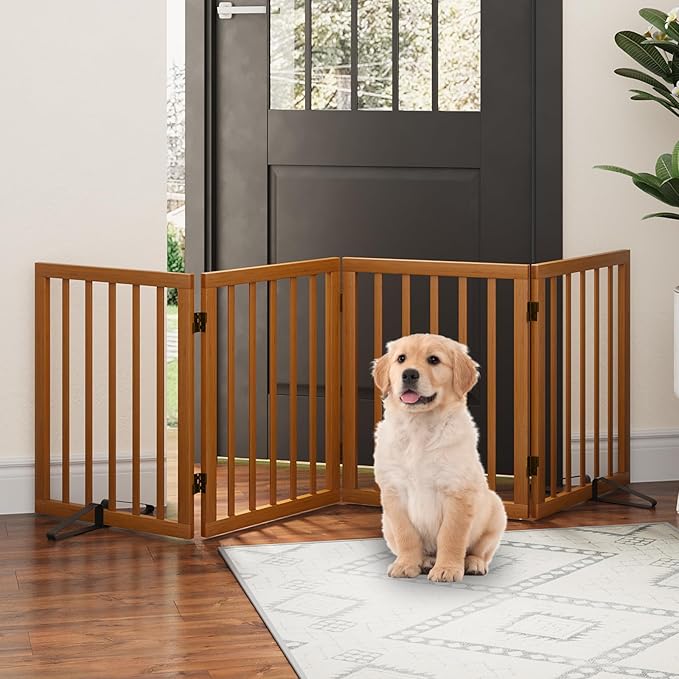 Dog Gate, Bamboo Free Standing Dog Gates - Image 6
