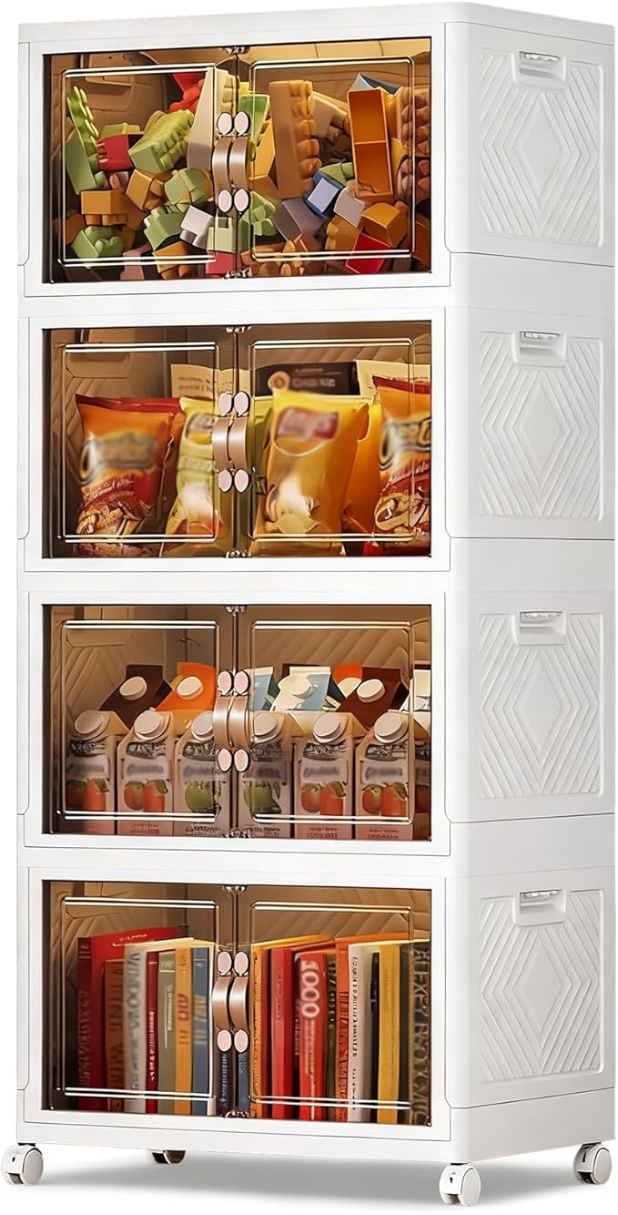 Collapsible Storage Bins with Lids&Wheels-252QT Stackable Plastic Containers by Unknown
