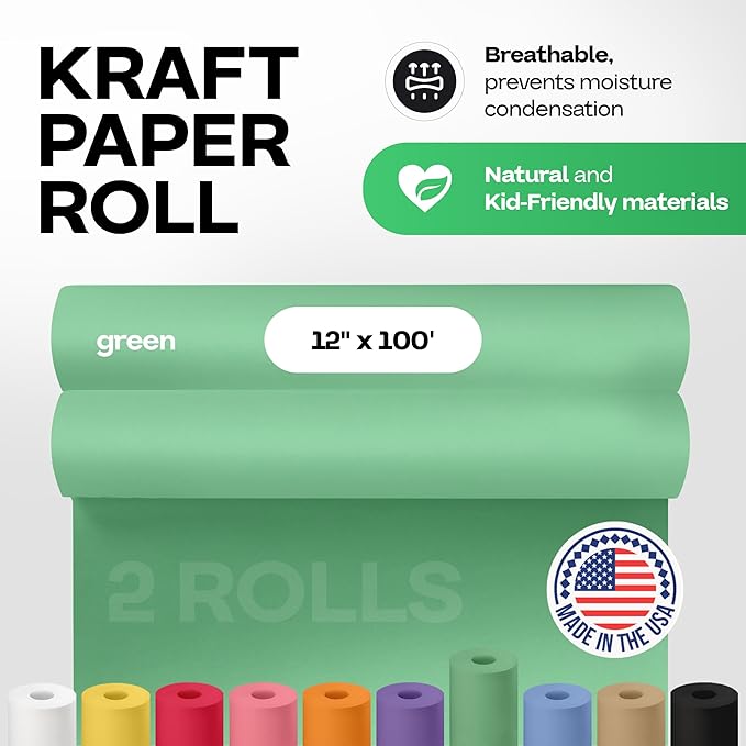 12" x 1200" Christmas Green Kraft Paper Rolls, Kids' Arts & Crafts, School - Image 2