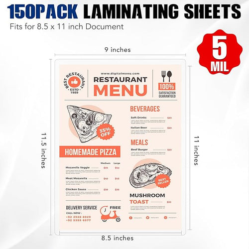 150 Pack 5 Mil Laminating Sheets, 9x11.5 Inches Thermal Laminating Pouches - Image 2