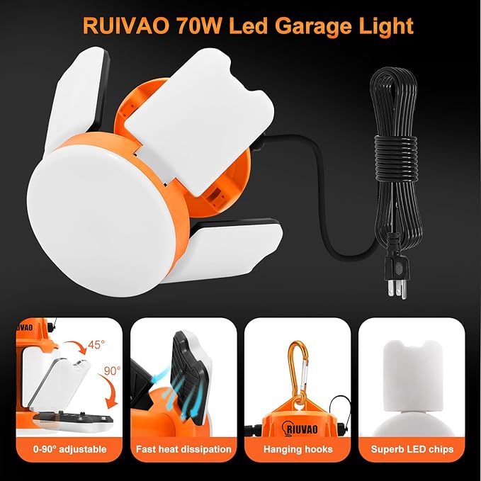 LED Temporary Work Light 70W Daylight White 5000K 10500 Lumens Construction - Image 6
