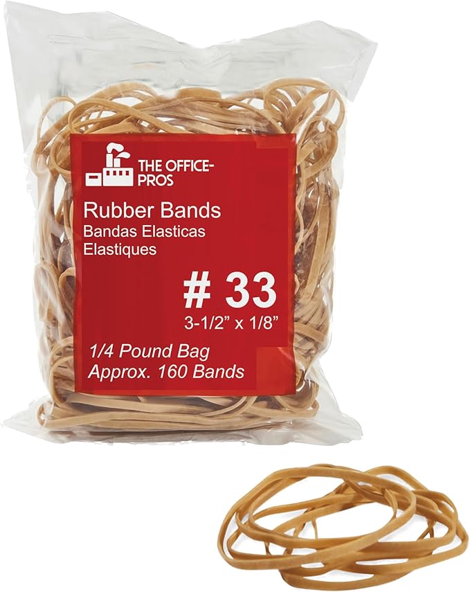 #33 Rubber Bands, All Purpose Rubber Bands, Natural Crepe, Approximately 160 by The+Office-Pros