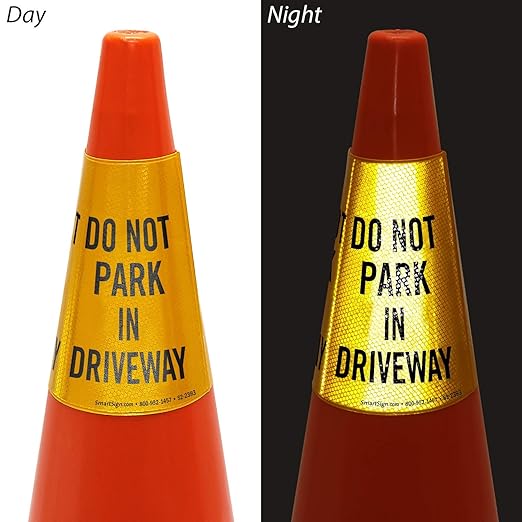 SmartSign “Do Not Park in Driveway” Bright Reflective Cone Message Sleeve - Image 3