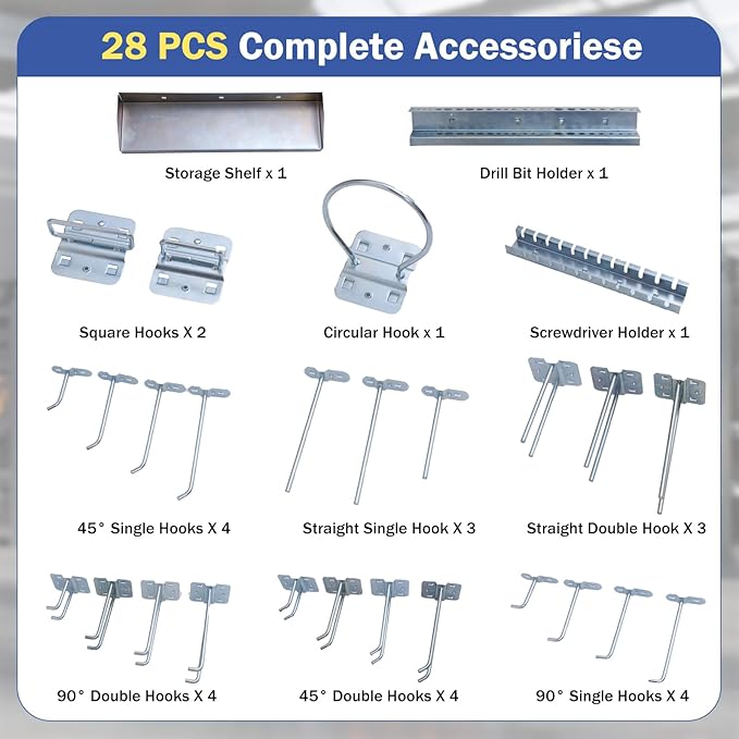 Goplus Garage Pegboard, Metal Pegboard Tool Organizer Kit - Image 5