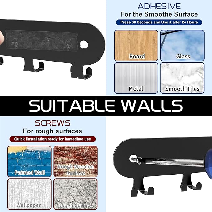 2 Pack Key Holder for Wall, Key Hooks, Key Holder Wall Mount Self Adhesive - Image 3