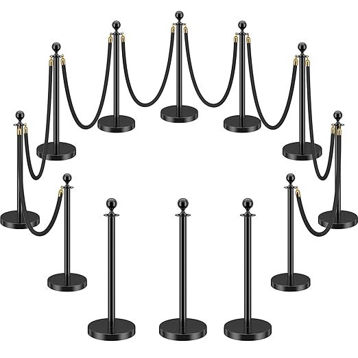 LOVMOR 12Pcs Black Stanchion Posts Queue by LOVMOR