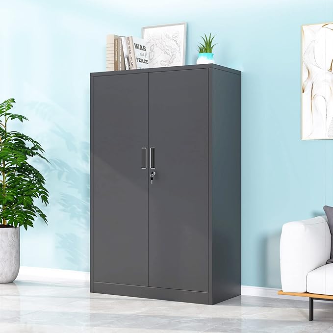 Metal Storage Cabinet with Locking Doors and 3 Adjustable Shelves, 53.5-Inch - Image 4