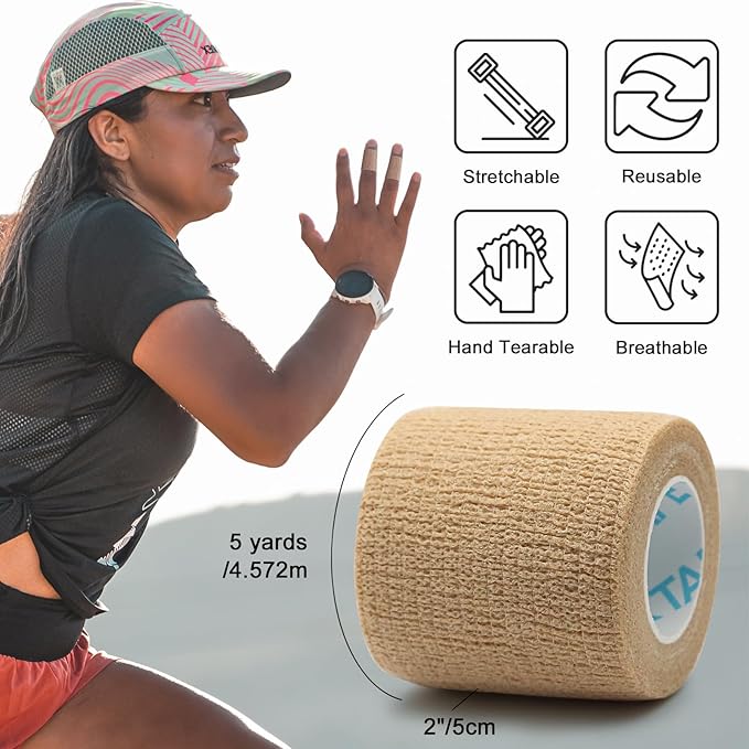 OK TAPE Self Adherent Cohesive Bandages Wrap 24Packs, Non-Woven Self Adhesive - Image 2