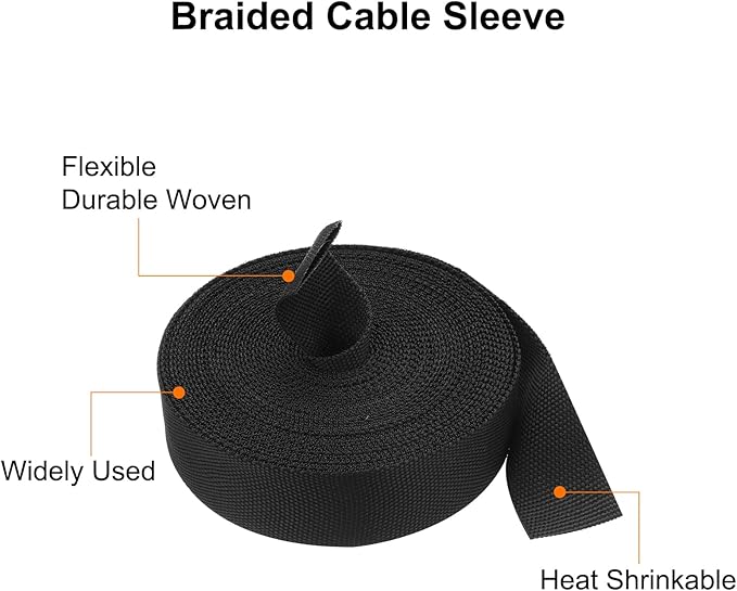 MECCANIXITY Braided Cable Sleeves Heat Shrinkable Fabric Sleeving, 7/8" 33ft - Image 4