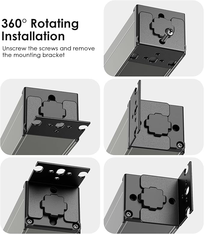 JUNNUJ Heavy Duty Power Strip Wall Mount, 20 Amp Surge Protector 1200J Metal 8 - Image 3
