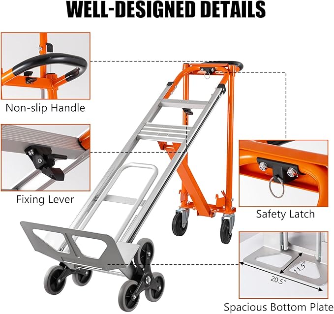 3in1 Aluminum Hand Truck 880 lb Capacity, Stair Climbing Cart Utility Cart - Image 5