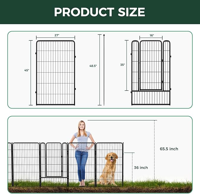 FXW Garden Fence Outdoor for The Yard – 45in x 4.5ft Heavy Duty Metal Animal - Image 5