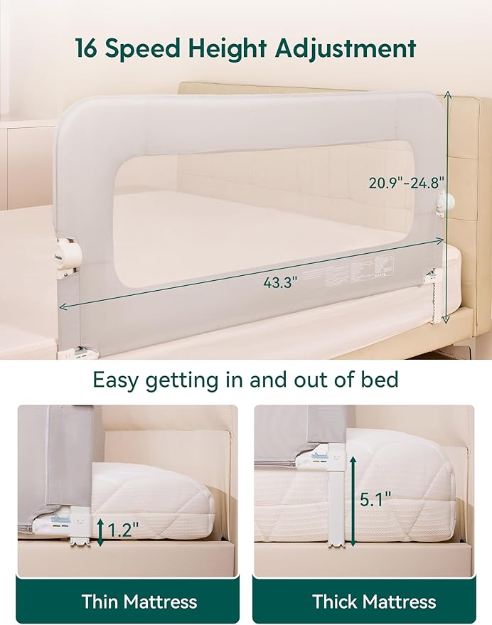 BABELIO Bed Rail for Toddlers, Baby Side Railing for Twin/Full/Queen/King Size - Image 3