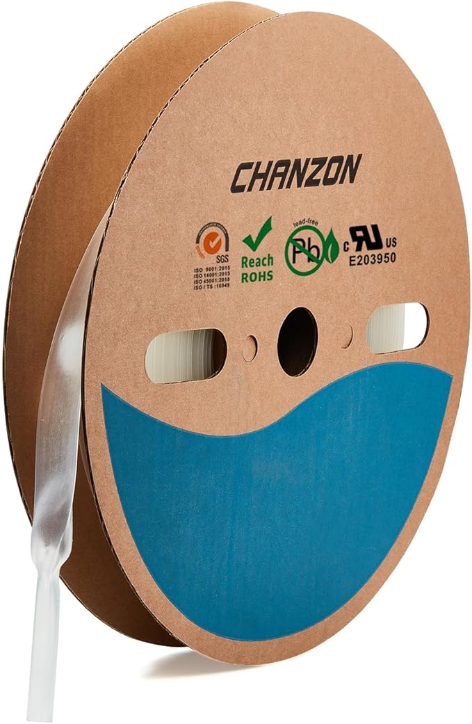 Chanzon Clear Heat Shrink Tubing, 2:1 Ratio, 18mm - 80ft Roll of Transparent by Chanzon