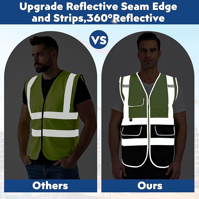 BeautyWill 10/20 Pack Custom Logo Safety Vest, Bulk High Visibility Class 2 - Image 4