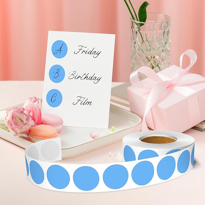 1 Inch Round Color Coding Labels, 1000 Dots Per Roll Sky Blue Color Coded Dot - Image 5