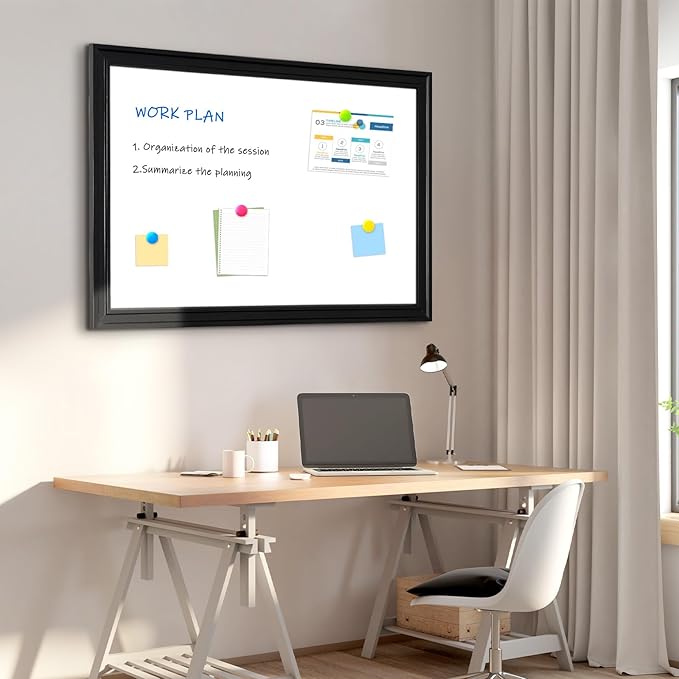 4 THOUGHT Dry Erase Board, 24 x 36 in Magnetic Whiteboard Black Vintage Wood - Image 9