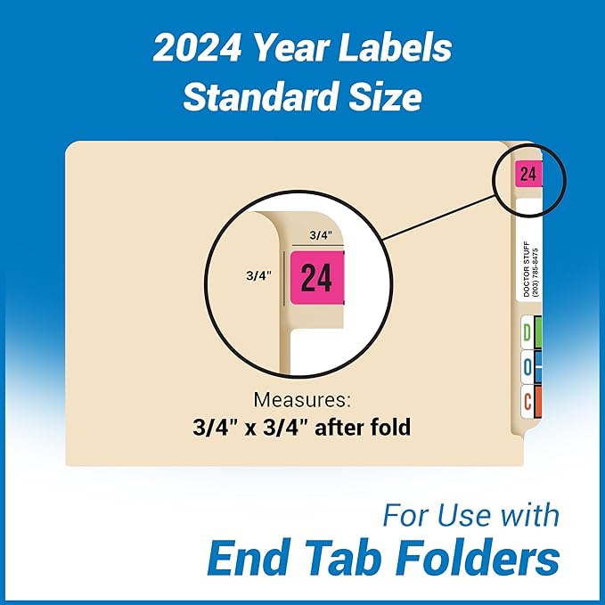 2024 Year Labels, Doctor Stuff 2024 Chart Stickers, Fluorescent Pink Color Coded - Image 4