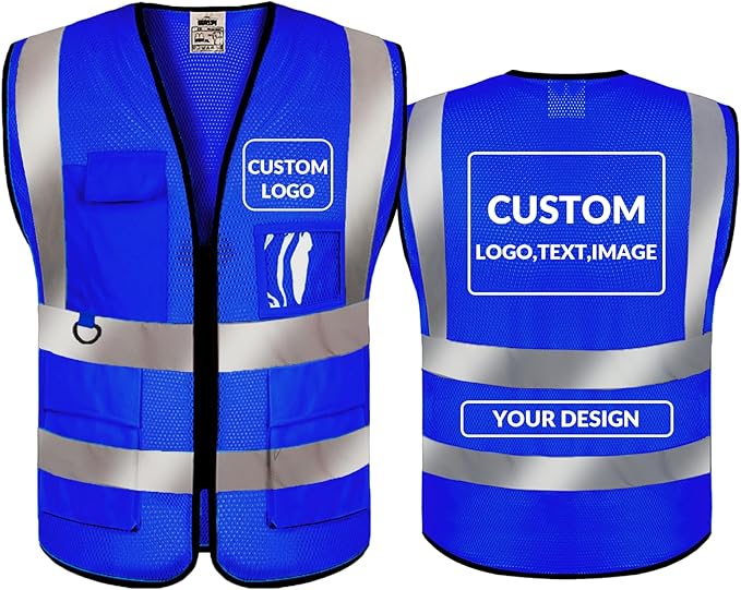 BeautyWill Custom Safety Vest Logo Class 2 High Visibility Reflevtive Vest by BeautyWill