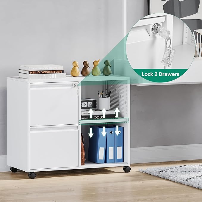 Letaya Mobile File Cabinet, Metal Lateral Rolling Printer Stand Filing Cabinets - Image 7