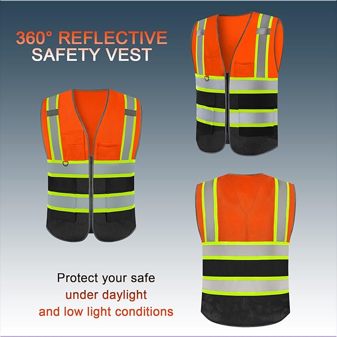 BeautyWill Custom Logo Safety Vest Class 2 High Visibility Reflective Vest - Image 2
