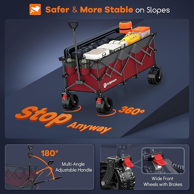 48" L Collapsible Wagon Cart Foldable, 560lbs Weight Capacity 300L Heavy Duty - Image 8