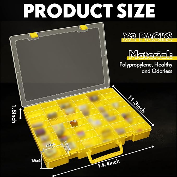 Juexica 2 Pcs Large 48 Grids Plastic Storage Bead Organizer Box, Tackle Box - Image 2