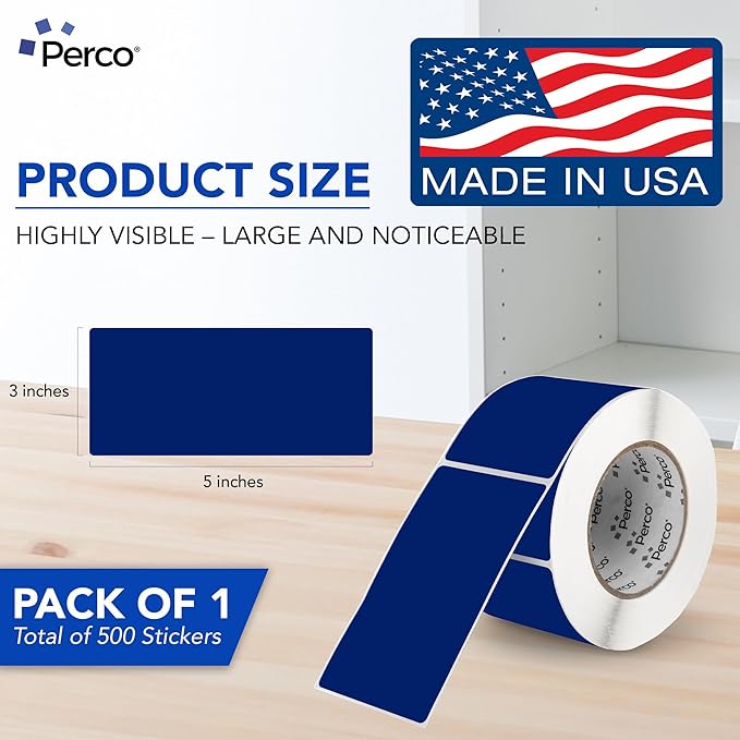 Perco Dark Blue Labels 3x5 Inch 500 Stickers/Roll - Image 2