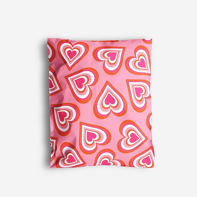 10x13 Poly Mailers – Cute Hearts – Waterproof, Tear-Resistant Shipping Bags by PackageMint
