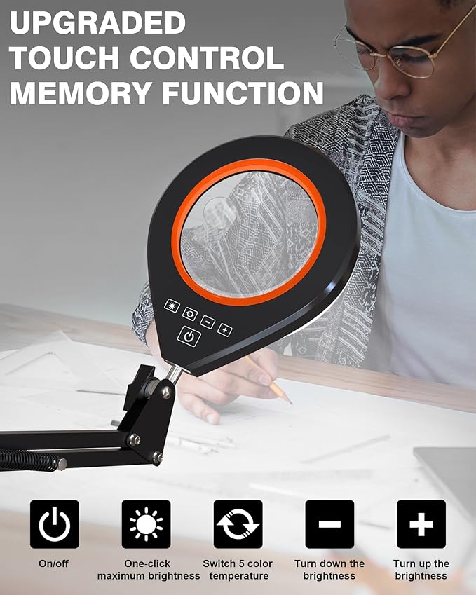 10X & 5X Magnifying Glass with Light, Ultra Long Swing Arm, 5 Colors & 10 - Image 6