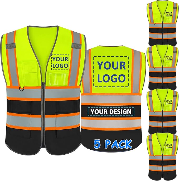 BeautyWill Custom Logo Safety Vest Class 2 High Visibility Reflective Vest by BeautyWill