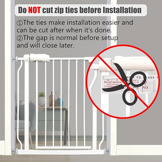 Extra Wide Baby Gate Tension Indoor Safety Gates White Metal Large Pressure - Image 6