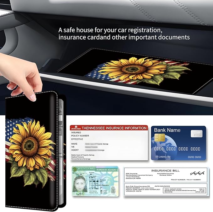 Premium Car Registration and Insurance Card Holder, Cute PU Leather Car - Image 3