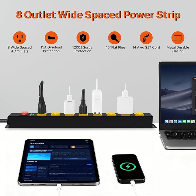 ANNQUAN Metal 8 Outlet Mountable Power Strip - Image 8