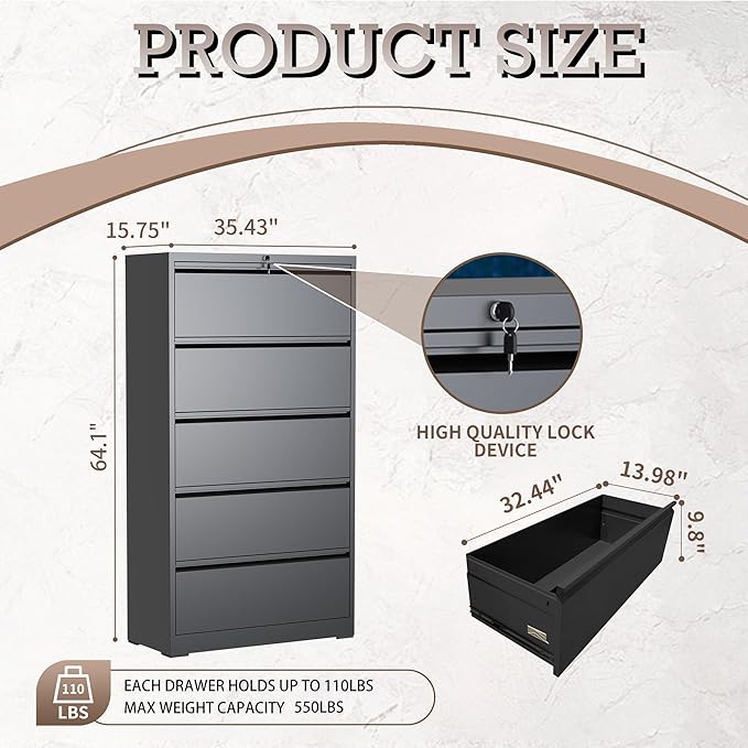 5 Drawer Lateral File Cabinet - Image 3