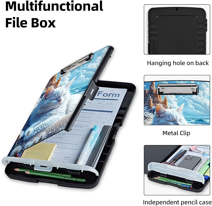 Clipboard with Storage Box & Pen Holder, Heavy Duty Clip Boards 8.5x11 - Image 3
