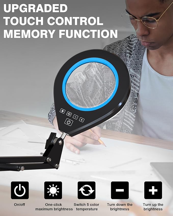 10X & 5X Magnifying Glass with Light, Ultra Long Swing Arm, 5 Colors & 10 - Image 4