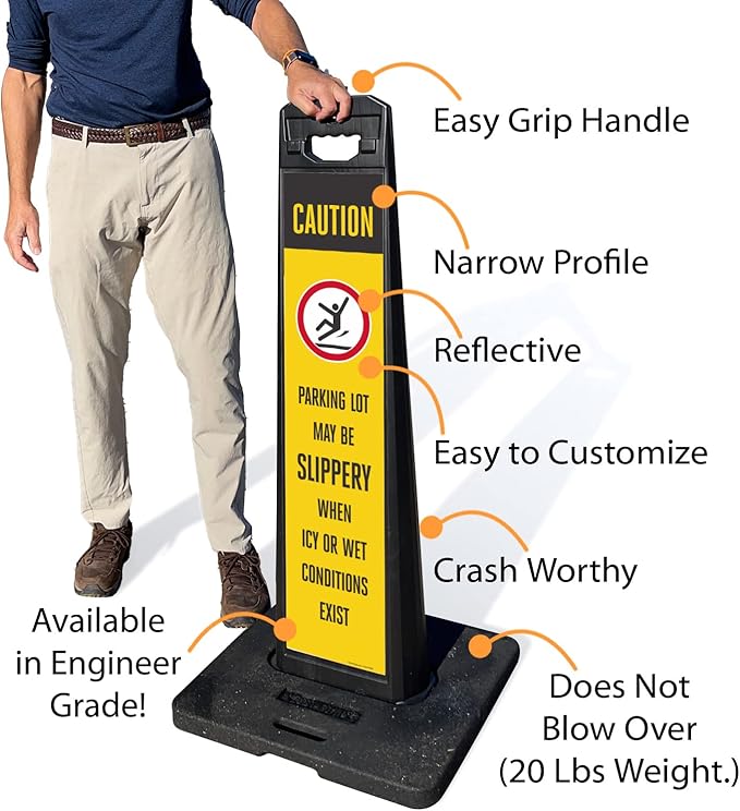 SmartSign Parking Lot Slippery When Icy Or Wet LotBoss Vertical Panel Sign Kit - Image 2