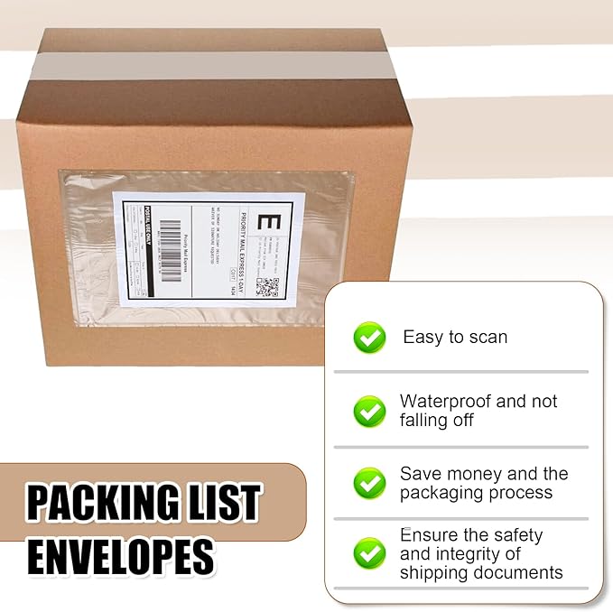 Cholemy 400 Pcs 9.5 x 12 in Clear Packing List Envelopes Shipping Pouches - Image 6
