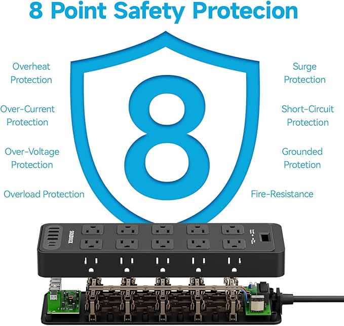 Power Strip Surge Protector Flat Plug - Image 9