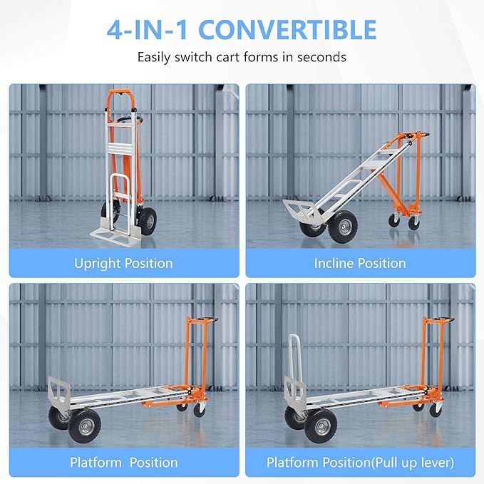 4 in 1 Convertible Hand Truck, Folding Hand Truck Dolly Cart - Image 5