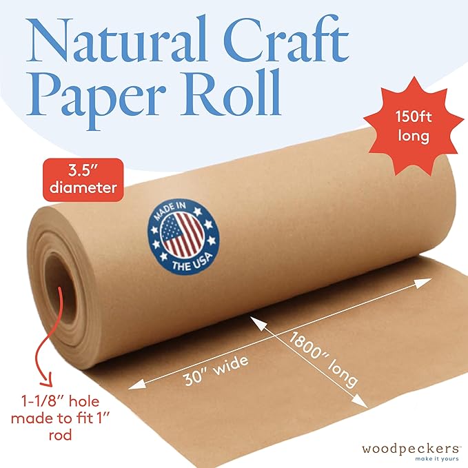 Brown Craft Paper Roll 30 inch Wide, 1800 inch Long, 1 Roll, Jumbo Roll - Image 2