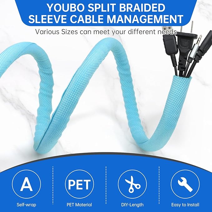 Split Braided Cable Sleeve，Flexible Wire Loom Tubing, Automotive Cord Protector - Image 2