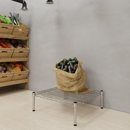 24''W x 24''L x 8''H Chrome Plated Wire Dunnage Rack | Off The Floor Storage - Image 2