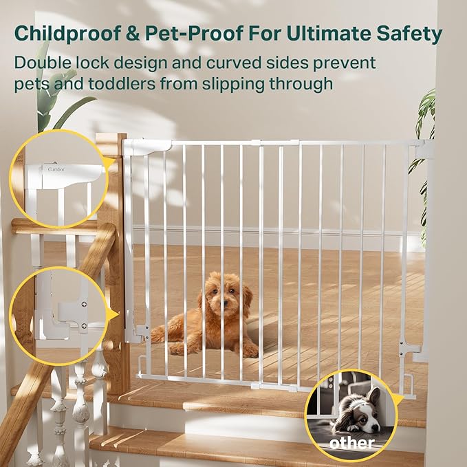 Cumbor 34" Extra Tall No Bottom Bar Baby Gate - Image 7
