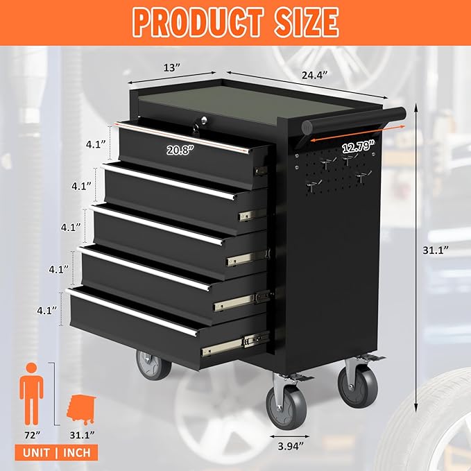5-Drawer Rolling Tool Chest - Image 3