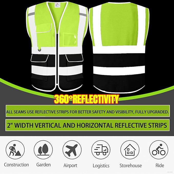 BeautyWill Custom Safety Vest Customized Logo Class 2 High Visibility - Image 4