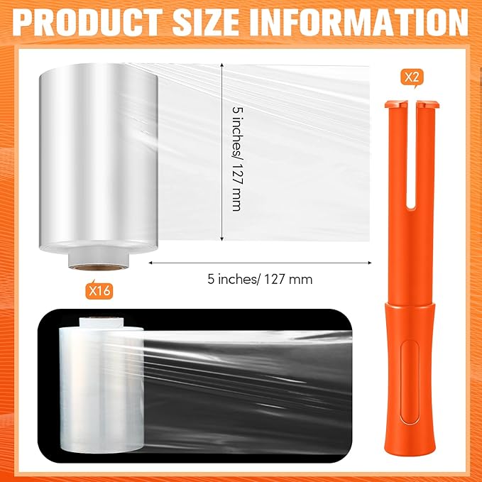 Jutom 16 Pcs Stretch Wrap Roll Plastic Wrap - Image 2