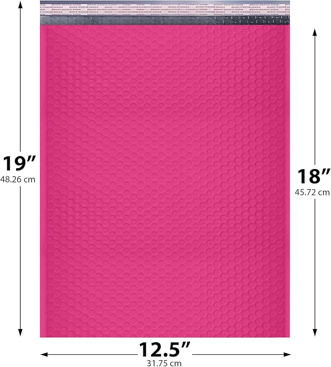 Hot Pink12.5x19.5 Inch Large Poly Bubble Mailers #6 | Padded Envelopes - Image 2
